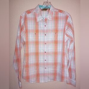 Aura Wrangler Womens Shirt Western Long Sleeve Pearl Snap Pocket Plaid Multi M